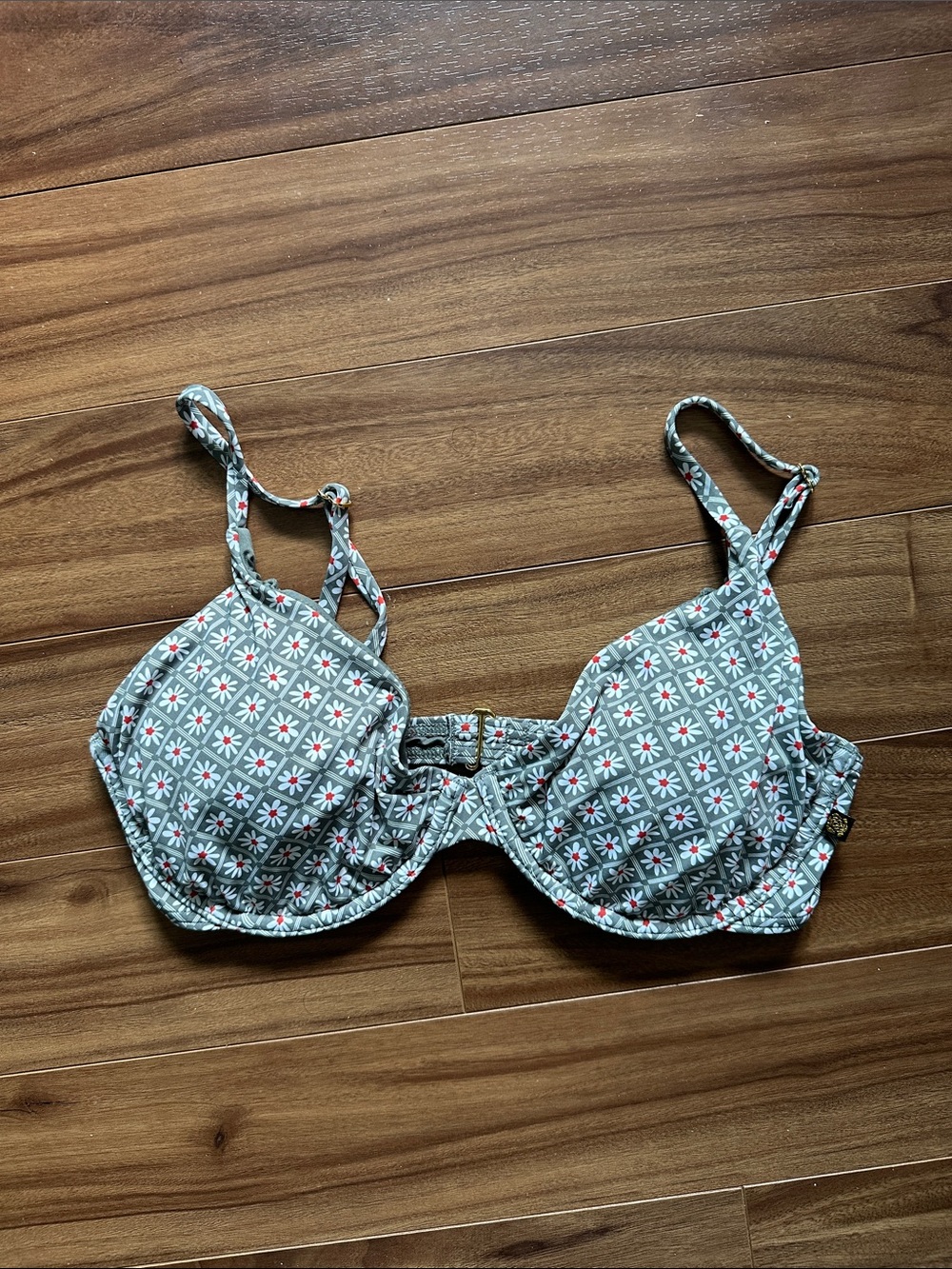 La Vie En Rose Sage Green Floral Tile Underwire Swim Bra